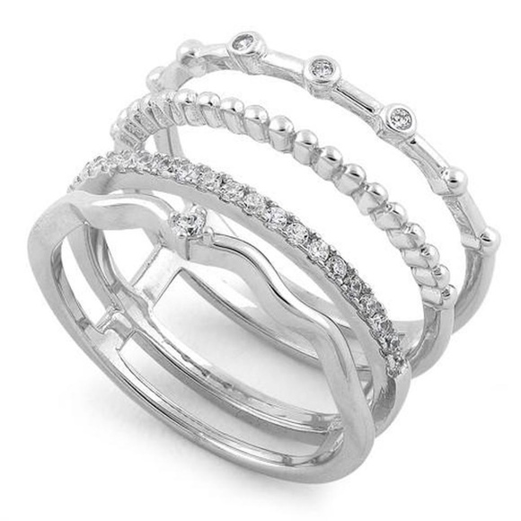 Sterling Silver Unique Multi-Style CZ Ring - Picture 1 of 3